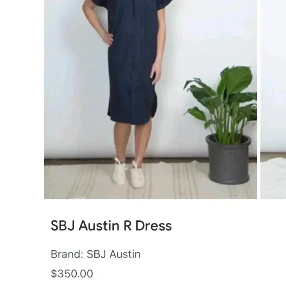 New SBJ Austin Navy Blue Midi Shirtdress Size Large Cottagecore Prairie Coastal - Picture 14 of 15